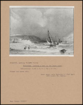 Fishermen Landing A Boat On The Welsh Coast.