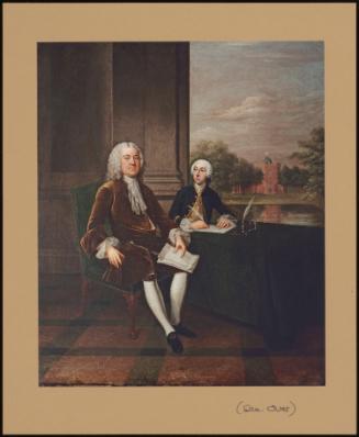 Portrait Of Henry Pelham, Prime Minister (1694-1754), Seated At His Desk With His Secretary, John Roberts M. P., Esher Place Beyond
