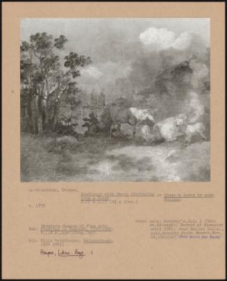 Landscape with sheep sheltering from a storm