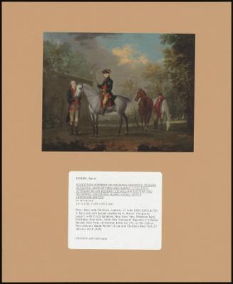 Equestrian Portrait Of His Royal Highness. Edward Augustus, Duke Of York And Albany (1739-1767), Attended By His Equerry Sir William Boothby And Richmond, His Groom, Along A Wall With A Landscape Beyond