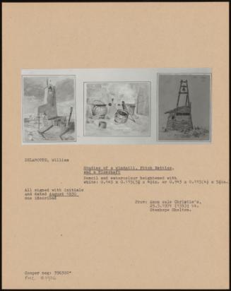 Studies Of A Windmill, Pitch Kettles, And A Mineshaft
