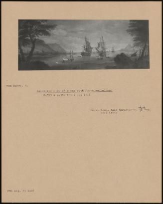 Extensive View Of A Bay With Dutch Men-O-War