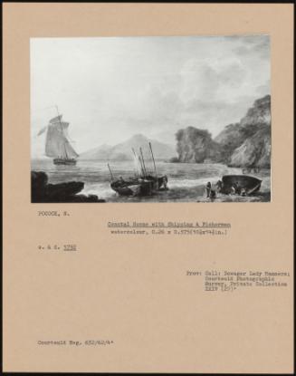 Coastal Scene With Shipping & Fishermen