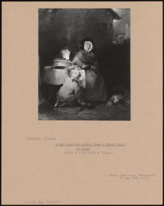 A Boy Stealing Apples From A Fruit Stall At Night