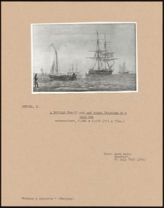 A British Man-O'-War And Other Shipping In A Calm Sea