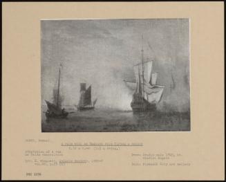 A calm with an English ship firing a salute