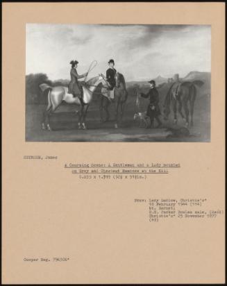 A Coursing Scene: A Gentleman And A Lady Mounted On Grey And Chestnut Hunters At The Kill