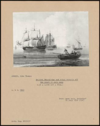 British Men-Of-War and Other Vessels Off the Coast in Calm Sead