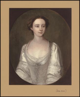 Portrait Of A Lady, In An Oyster Satin Dress With Pearls In A Feigned Oval