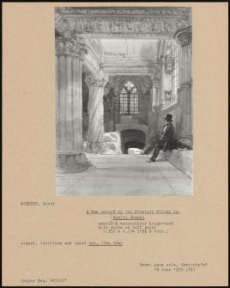 A Man Seated by the Prentice Pillar in Rosslyn Chapel