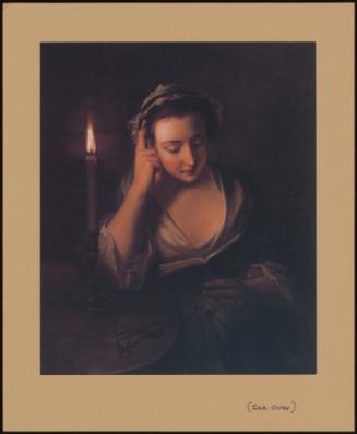 A Young Girl Reading By Candlelight