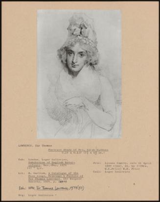 Portrait Study Of Mrs. Sarah Siddons