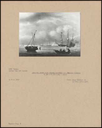 Coastal Scene With French Warships And Smaller Vessels