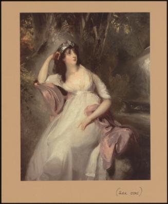 Portrait Of Sarah Martha (Sally) Siddons (1775-1803), Daughter Of Sarah Siddons, The Actress, In A White Dress With A Pink Shawl, Seated By A Pond In A Wooded Landscape