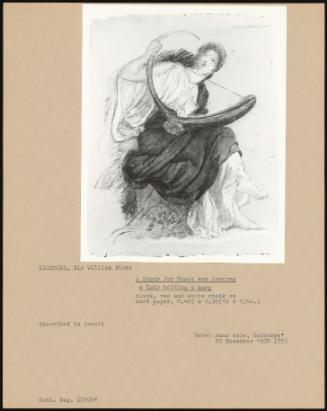 A Study for Music and Dancing a Lady Holding a Harp