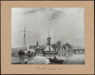 A View of Rochester From the River with Shipping and Figures