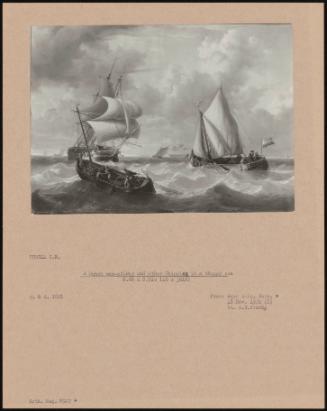 A Dutch Man-Of-War And Other Shipping In A Choppy Sea