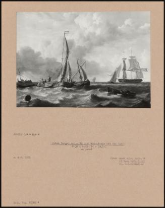 Dutch Barges And A British Man-Of-War Off The Coast