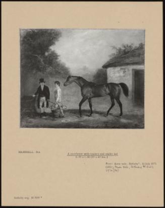 A Racehorse With Trainer And Stable Lad