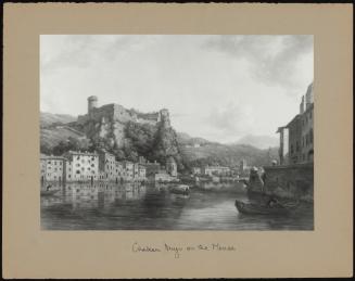 A View Of Chateau Huy, On The Meuse Rowing Boats In Mid-Stream