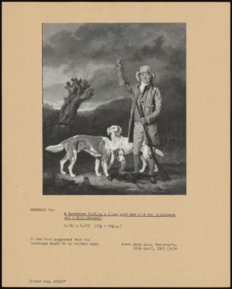 A Sportsman Loading A Flint Lock Gun With Two Retrievers And A Dead Pheasant