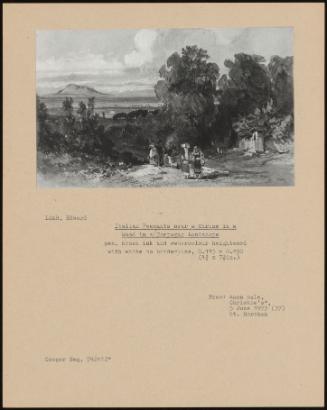 Italian Peasants Near A Shrine In A Wood In A Campagna Landscape