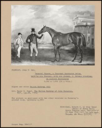 General Chasse, A Chestnut Racehorse Being Held By His Trainer, With His Jockey, J. Holmes Standing, On Aintree Racecourse