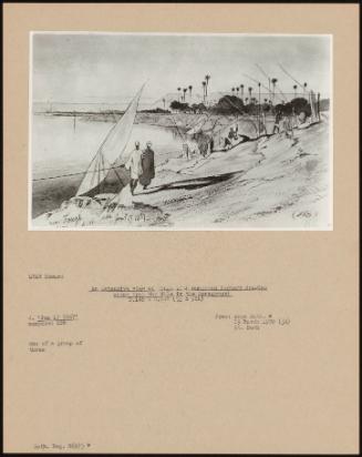 An Extensive View Of Tough With Numerous Farmers Drawing Water From The Nile In The Foreground