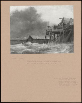 Boats In A Choppy Sea Off A Wooden Pier