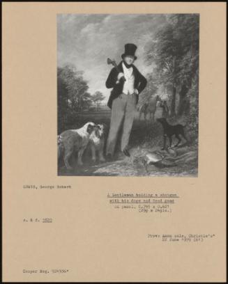 A Gentleman Holding A Shotgun With His Dogs And Dead Game