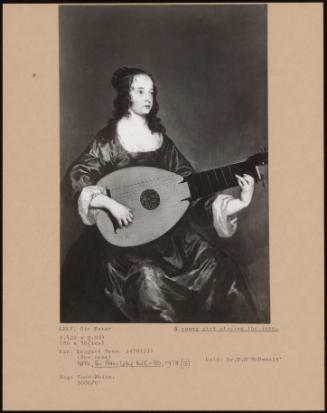 A Young Girl Playing The Lute.