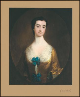 Portrait Of A Lady In A Yellow Dress With Blue Bows