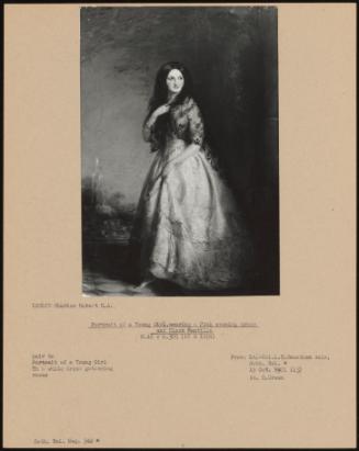 Portrait Of A Young Girl, Wearing A Pink Evening Dress And Black Mantilla