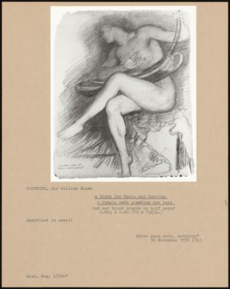A Study for Music and Dancing a Female Nude Plucking Her Harp