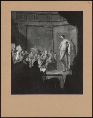 A Drawing School, With Students Drawing A Male Nude Model (The Engraved Picture)