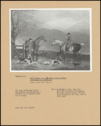 Tom Oldaker, On A Grey Hunter With Huntsman And Hounds In A Landscape