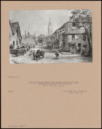 View Of A Village Street With Figures And Horse And Cart