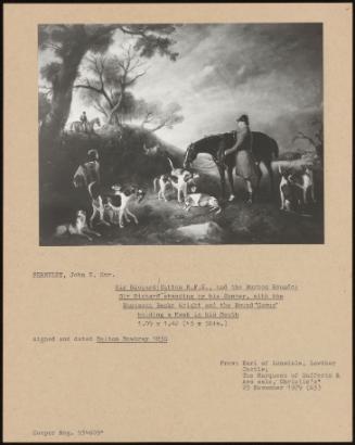 Sir Richard Sutton M.F.H., And The Burton Hounds: Sir Richard Standing By His Hunter, With The Huntsman Banks Wright And The Hound 'Comus' Holding A Mask In His Mouth