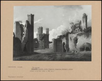 Carnarvon Castle With Figures Digging Amongst Ruins