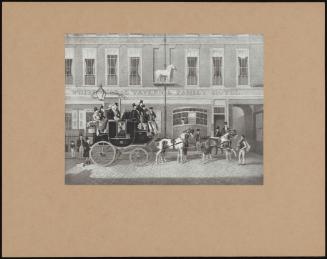 The Cambridge Telegraph Coach Outside The White Horse Tavern In Fetter Lane, London