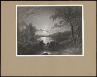 A Moonlit Lake Landscape With A Ruined Abbey, Etc.