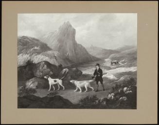 Huntsman and two Dogs in Landscape