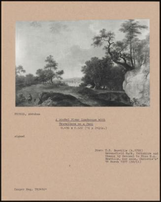 A Wooded River Landscape With Travellers On A Path