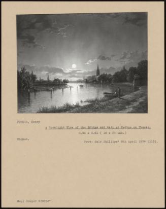 A Moonlight View Of The Bridge And Weir At Marlow On Thames