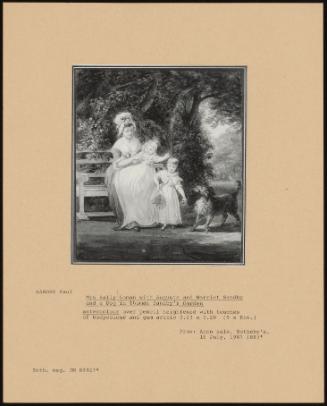 Mrs Sally Loman with Augusta and Harriet Sandby and a Dog in Thomas Sandby's Garden