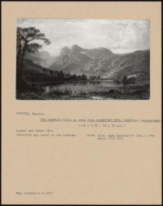 The Langdale Pikes As Seen From Longhrigg Tarn, Langdale, Westmorland.