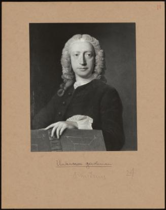 Gentleman In White Wig Holding Open Book.