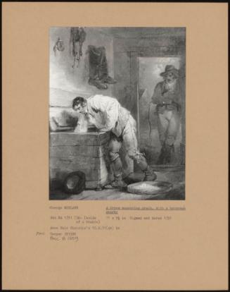 A Groom Measuring Grain, With A Horseman Nearby