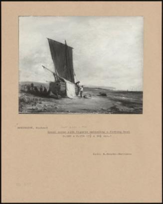 Coast Scene with Figures Unloading a Fishing Boat