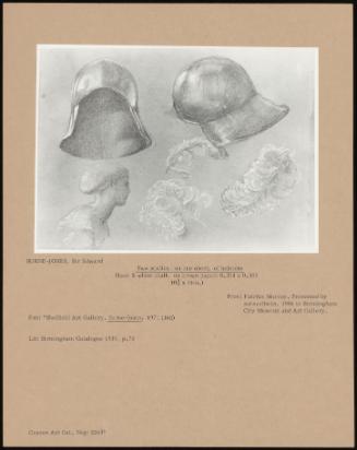 Two Studies, On One Sheet, Of Helmets